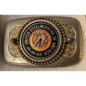 Vintage Metal Belt Buckle, United Steelworkers of America, AFL CIO, Nice Desig